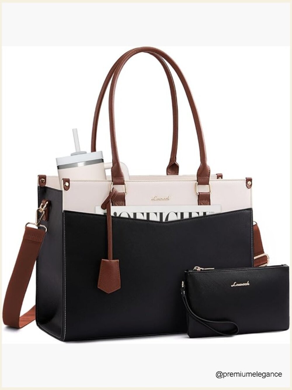 2-in-1 Tote Laptop Bag with Removable Clutch - 15.6 inch Work Bag